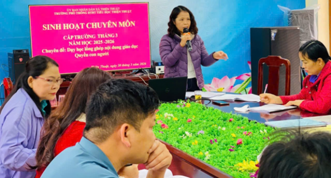 TRƯỜNG PTDTBT TH THIỆN THUẬT TỔ CHỨC SINH HOẠT CHUYÊN MÔN CẤP TRƯỜNG THÁNG 3